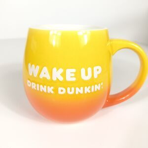 Wake Up Drink Dunkin Coffee Mug Yellow Orange Ombre Dunkin Donuts Be Awesome...